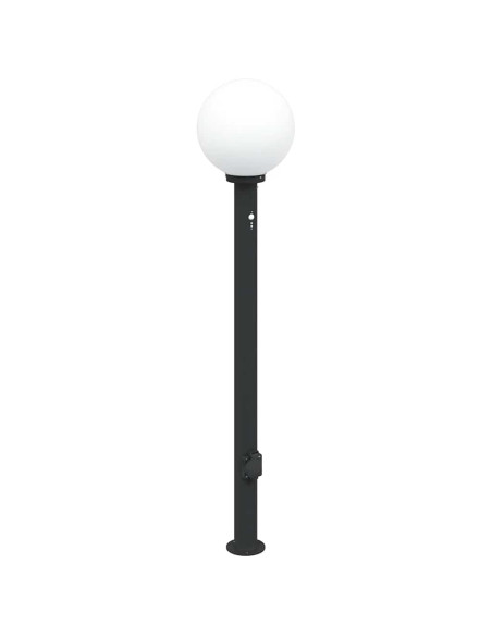 Lampada a paletto con sensore e presa 120 cm Nera IP44