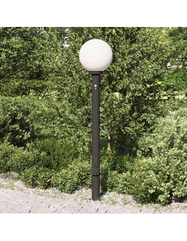 Lampada a paletto con sensore e presa 120 cm Nera IP44