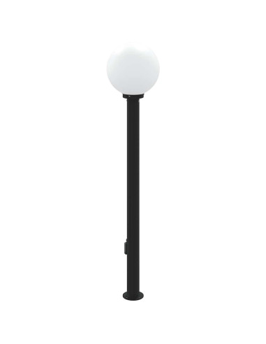 Lampada a paletto con sensore e presa 120 cm Nera IP44