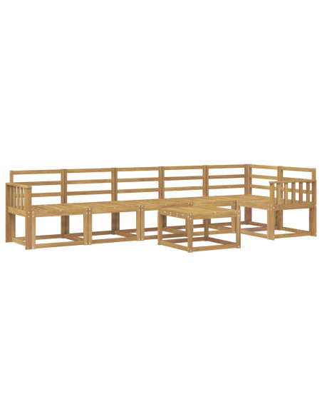 Set di divani da esterno 7 pcs Bianco Legno di Acacia Massello