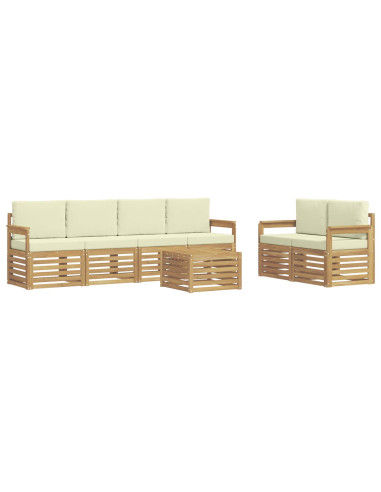 Set di divani da esterno 7 pcs Bianco e Crema Poliestere
