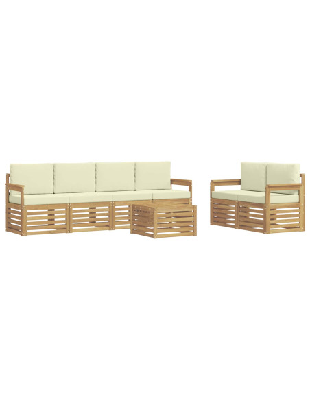 Set di divani da esterno 7 pcs Bianco e Crema Poliestere