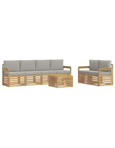 Set di divani da esterno 7 pcs Bianco e Grigio Chiaro 2