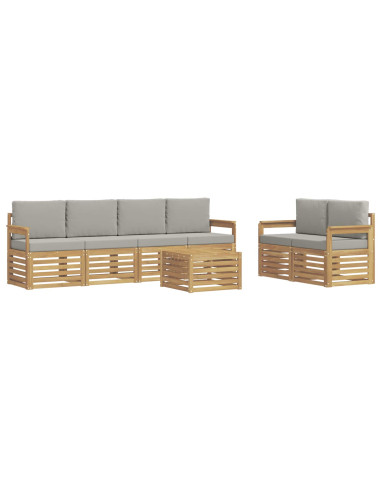 Set di divani da esterno 7 pcs Bianco e Grigio Chiaro