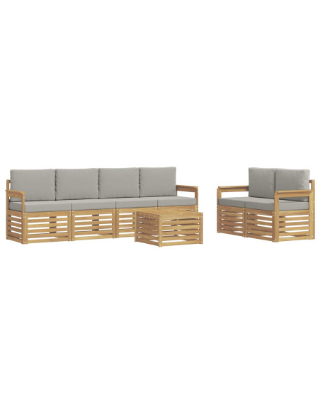 Set di divani da esterno 7 pcs Bianco e Grigio Chiaro