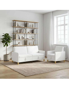 Set di Divani con Storage 2 pcs Bianco Poliestere