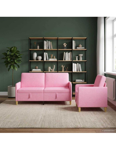 Set di Divani con Storage 2 pcs Rosa Poliestere