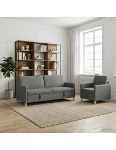 Set di Divani con Storage 2 pcs Grigio Scuro Poliestere