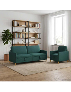 Set di Divani con Storage 2 pcs Verde Scuro Poliestere