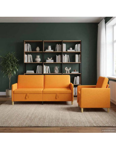 Set di Divani con Storage 2 pcs Giallo Scuro Poliestere