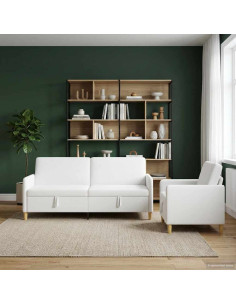 Set di Divani con Storage 2 pcs Bianco Poliestere