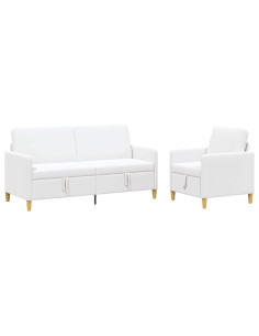 Set di Divani con Storage 2 pcs Bianco Poliestere 2
