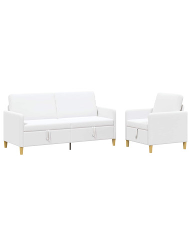 Set di Divani con Storage 2 pcs Bianco Poliestere
