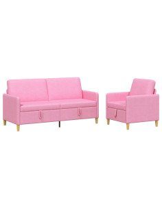 Set di Divani con Storage 2 pcs Rosa Poliestere 2