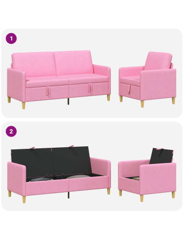 Set di Divani con Storage 2 pcs Rosa Poliestere