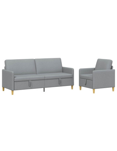 Set di Divani con Storage 2 pcs Grigio Chiaro Poliestere