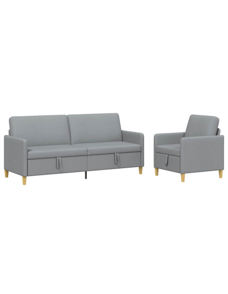 Set di Divani con Storage 2 pcs Grigio Chiaro Poliestere