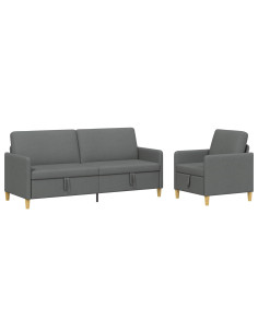 Set di Divani con Storage 2 pcs Grigio Scuro Poliestere 2