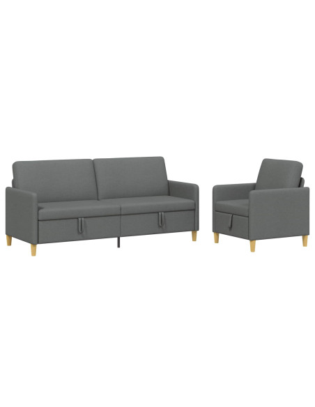 Set di Divani con Storage 2 pcs Grigio Scuro Poliestere