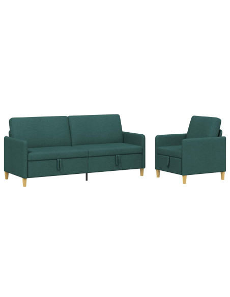 Set di Divani con Storage 2 pcs Verde Scuro Poliestere