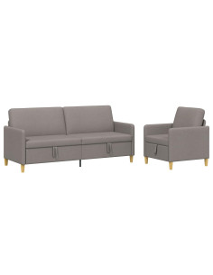 Set di Divani con Storage 2 pcs Tortora Poliestere 2