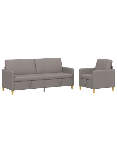 Set di Divani con Storage 2 pcs Tortora Poliestere