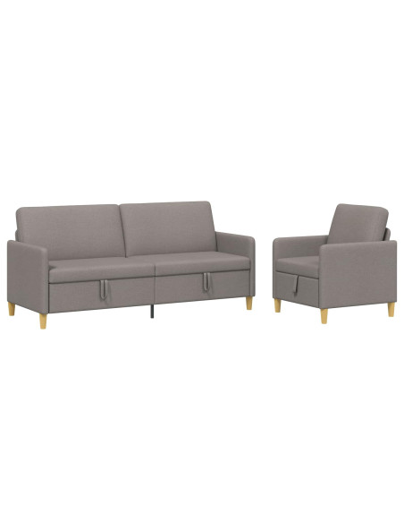 Set di Divani con Storage 2 pcs Tortora Poliestere