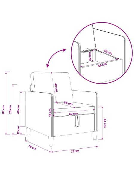 Set di Divani con Storage 2 pcs Tortora Poliestere