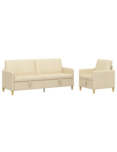 Set di Divani con Storage 2 pcs Crema Poliestere 2