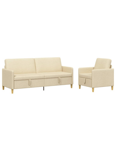 Set di Divani con Storage 2 pcs Crema Poliestere