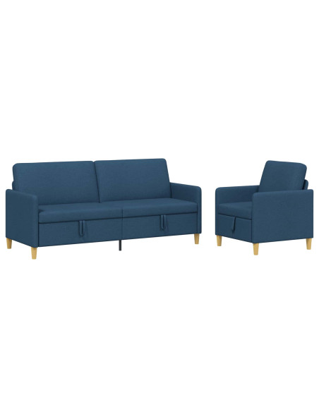 Set di Divani con Storage 2 pcs Blu Poliestere