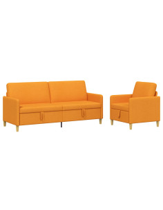 Set di Divani con Storage 2 pcs Giallo Scuro Poliestere 2