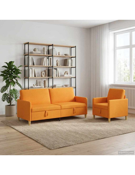 Set di Divani con Storage 2 pcs Giallo Scuro Poliestere