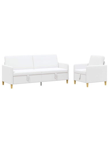 Set di Divani con Storage 2 pcs Bianco Poliestere