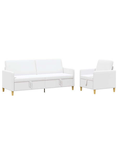 Set di Divani con Storage 2 pcs Bianco Poliestere