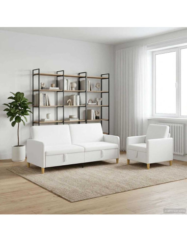 Set di Divani con Storage 2 pcs Bianco Poliestere