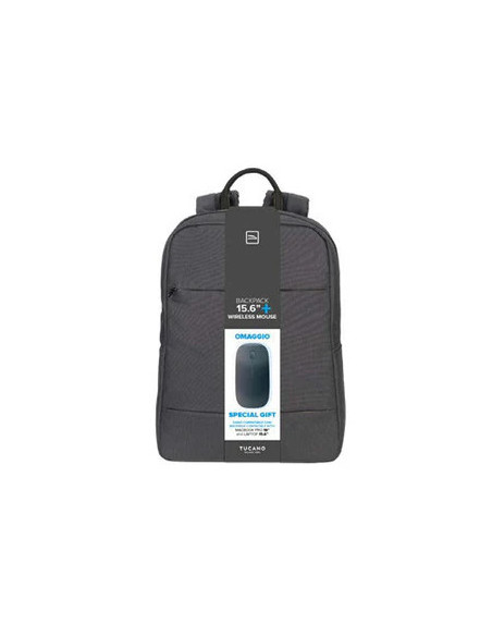 TUCANO ZAINO + MOUSE WIRELESS BUNDLE,PER LAPTOP FINO 15,6,CON TASCA FRONTALE E LATERALI