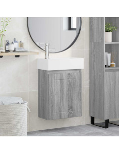 Mobile bagno con rubinetto Sonoma grigio 45,5 x 25,5 x 84 cm
