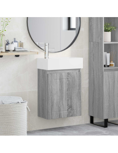 Mobile bagno con rubinetto Sonoma grigio 45,5 x 25,5 x 84 cm