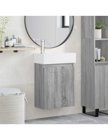 Mobile bagno con rubinetto Sonoma grigio 45,5 x 25,5 x 84 cm