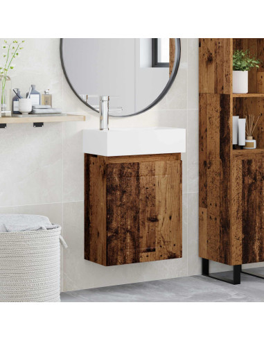 Mobile bagno con rubinetto Legno antico 45,5 x 25,5 x 84 cm