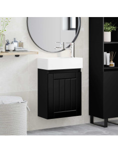 Mobile bagno con rubinetto Nero 45,5 x 25,5 x 84 cm