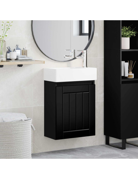 Mobile bagno con rubinetto Nero 45,5 x 25,5 x 84 cm