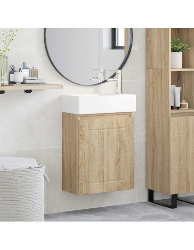 Mobile bagno con rubinetto Rovere Sonoma 45,5 x 25,5 x 84 cm