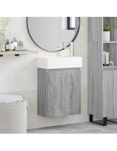 Mobile bagno con rubinetto Sonoma grigio 45,5 x 25,5 x 84 cm