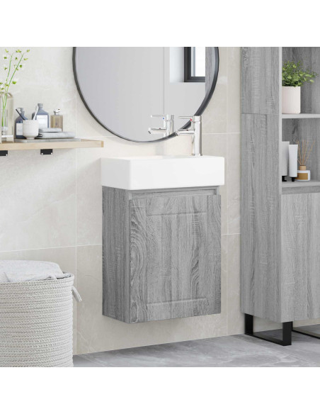 Mobile bagno con rubinetto Sonoma grigio 45,5 x 25,5 x 84 cm