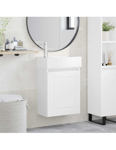 Mobile bagno con rubinetto Bianco 45,5 x 22,5 x 84 cm