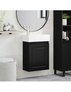 Mobile bagno con rubinetto Nero 45,5 x 22,5 x 84 cm