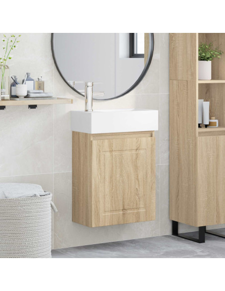 Mobile bagno con rubinetto Rovere Sonoma 45,5 x 22,5 x 84 cm