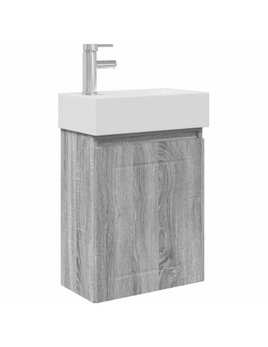 Mobile bagno con rubinetto Sonoma grigio 45,5 x 25,5 x 84 cm